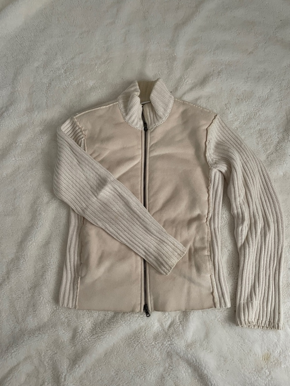 Armani Exchange Cream Zip-Up Sweater